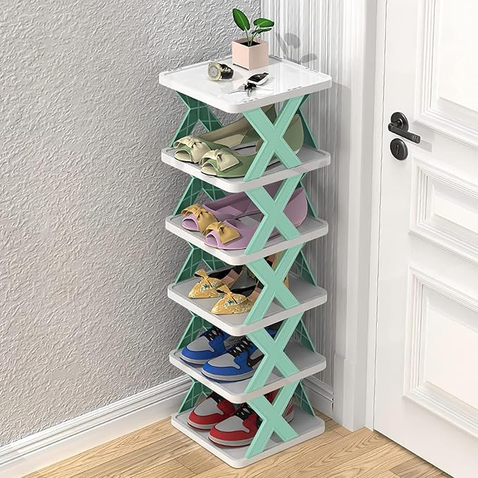 6 Layer Shoe Rack For Home Plastic, Adjustable Stand Organizer Stack able Storage